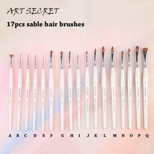 ArtSecret Pro Nail Art Brush Set - Anti-Drop Sable Hair