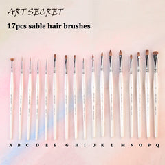 ArtSecret Pro Nail Art Brush Set - Anti-Drop Sable Hair